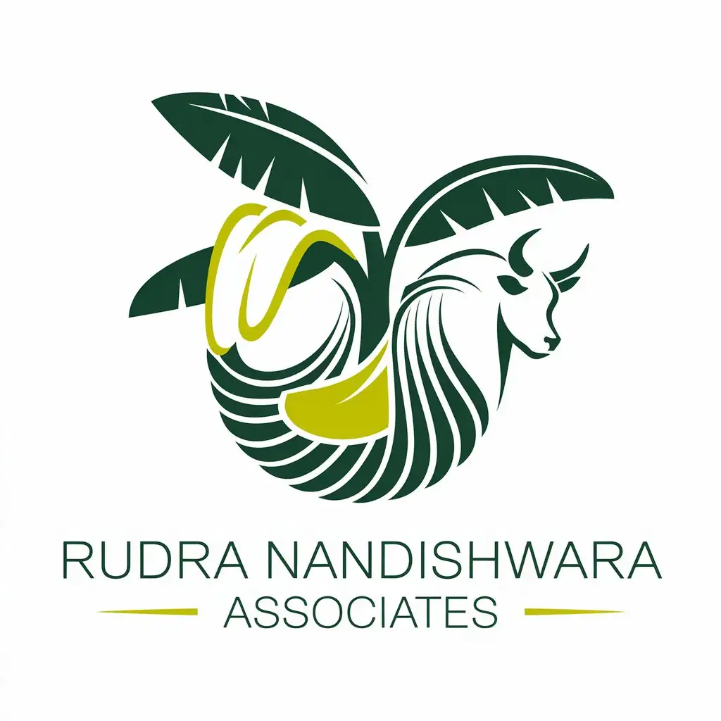 LOGO Design for Rudra Nandishwara Associates Banana Tree Fiber Strands Bull Symbol with a Moderate Color Palette