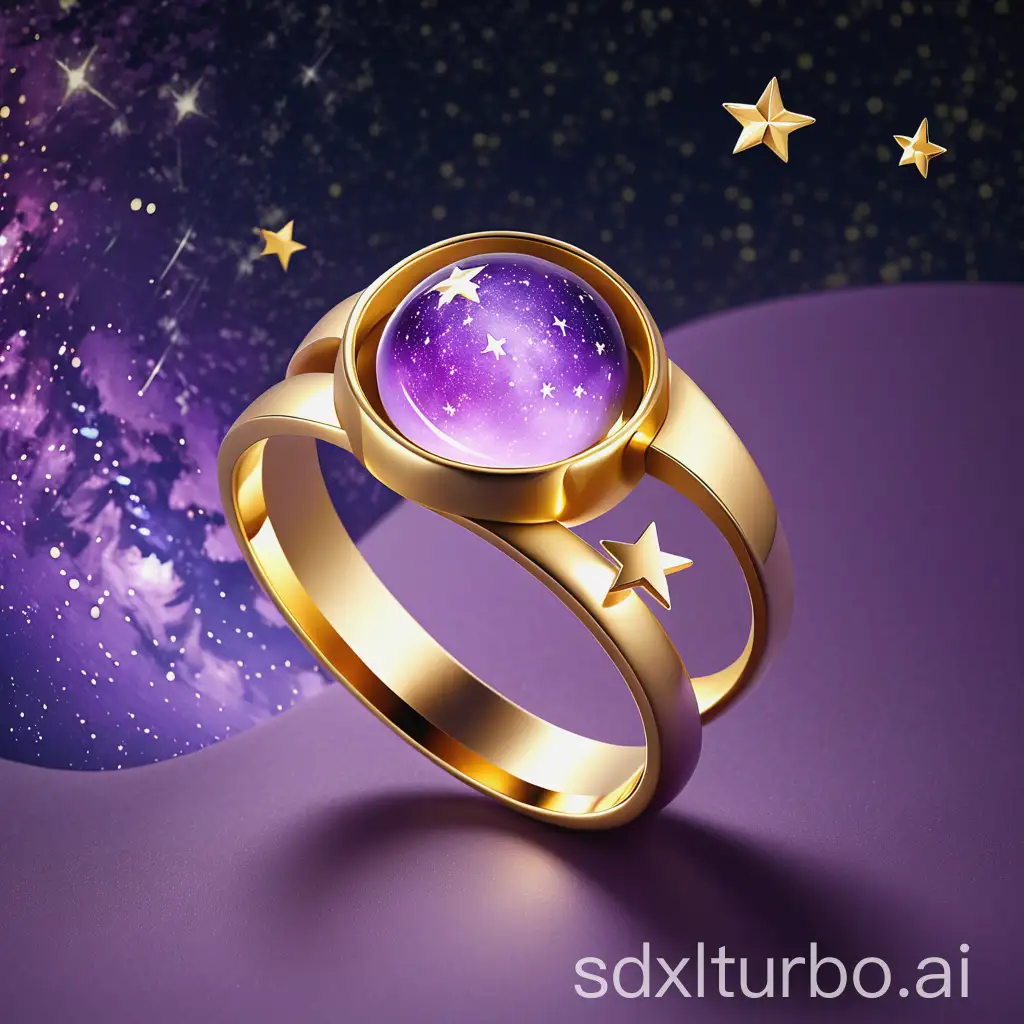 Magical-Light-Purple-Starry-Sky-with-Golden-RingShaped-Aura