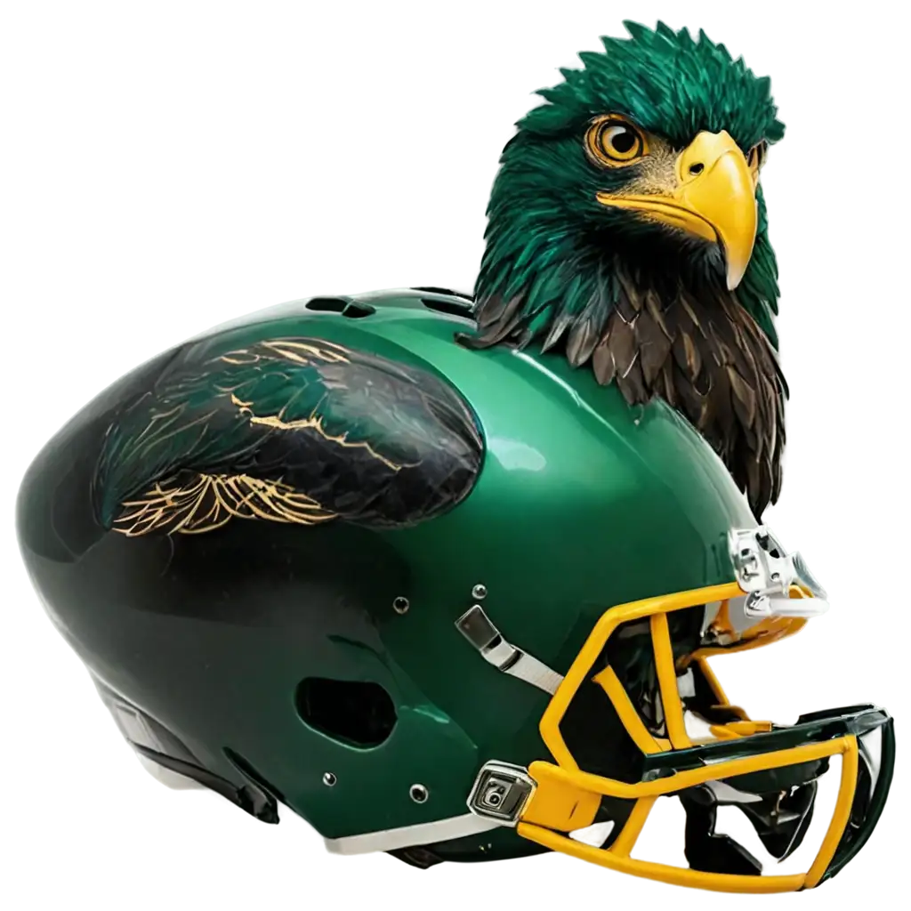 green eagle with football helmet