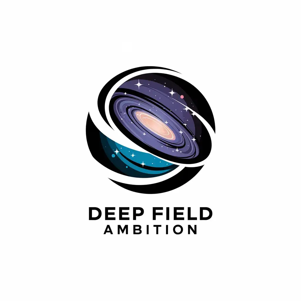 a vector logo design,with the text "Deep Field Ambition", main symbol:universe,complex,be used in Internet industry,clear background