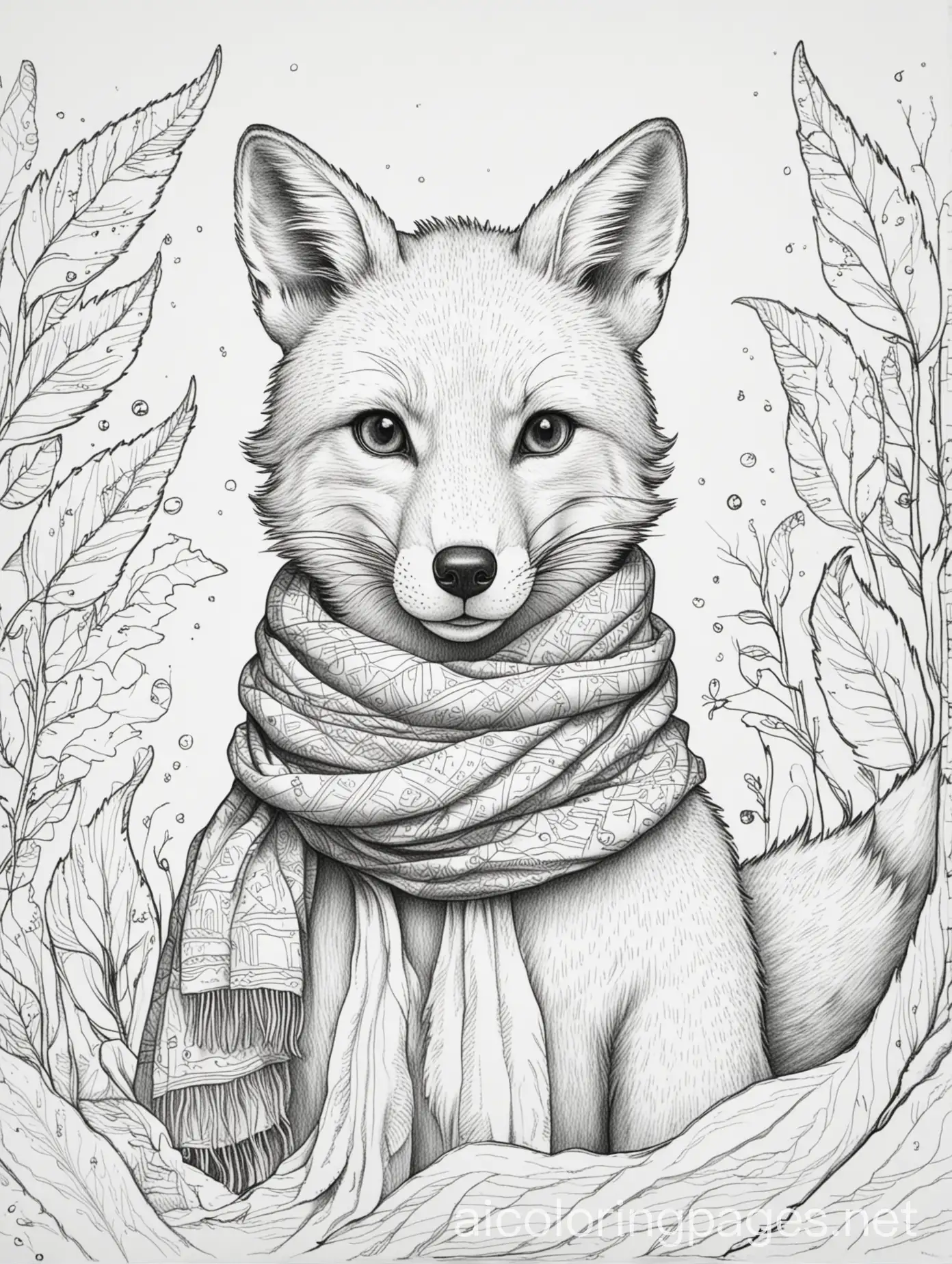 Charming-Fox-in-a-Scarf-Surrounded-by-Fall-Leaves