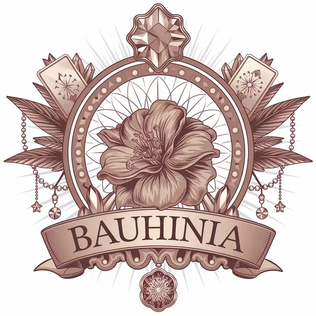 LOGO Design for Bauhinia Jewelry Crystal Stones with Tarot and Lucky Symbolism for Entertainment Industry