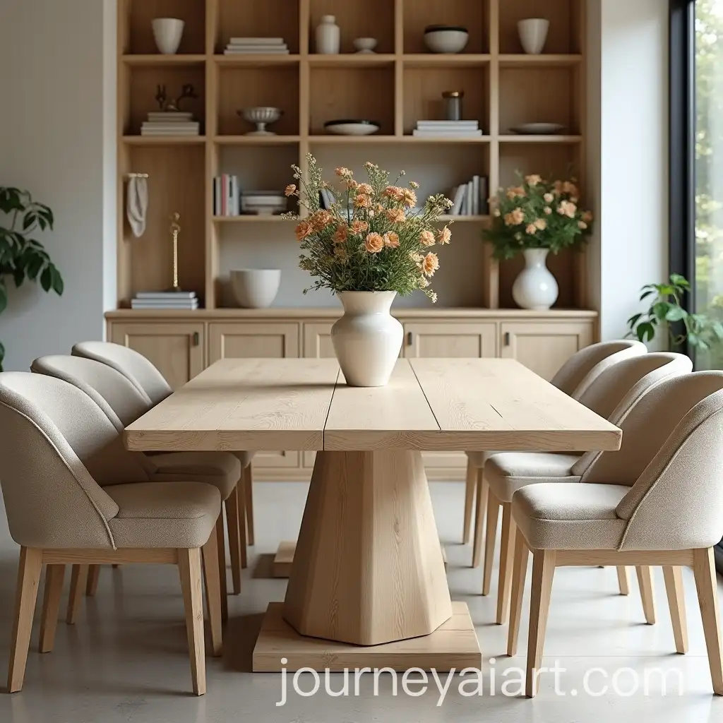Elegant-Rustic-Dining-Area-with-Wooden-Table-and-Fresh-Flowers