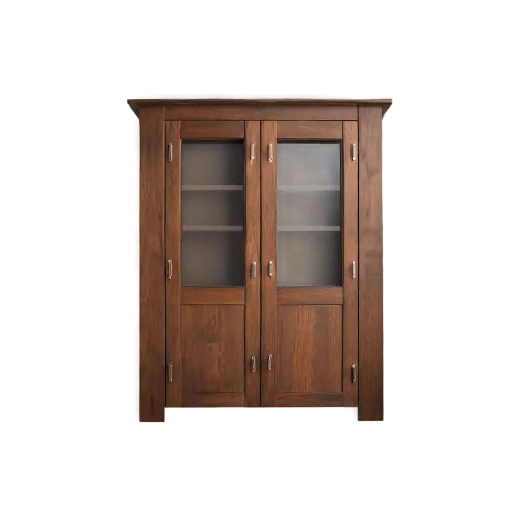 HighQuality-PNG-Image-of-Cedar-Wood-Kitchen-Cupboard-with-Glass-Door-Dark-Brown-Sheen-Finish