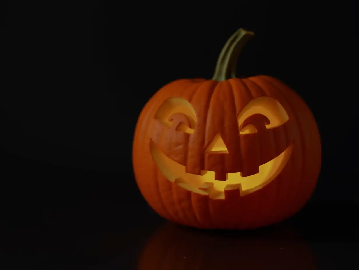 Eerie-Halloween-Pumpkin-Display-on-a-Dark-Night