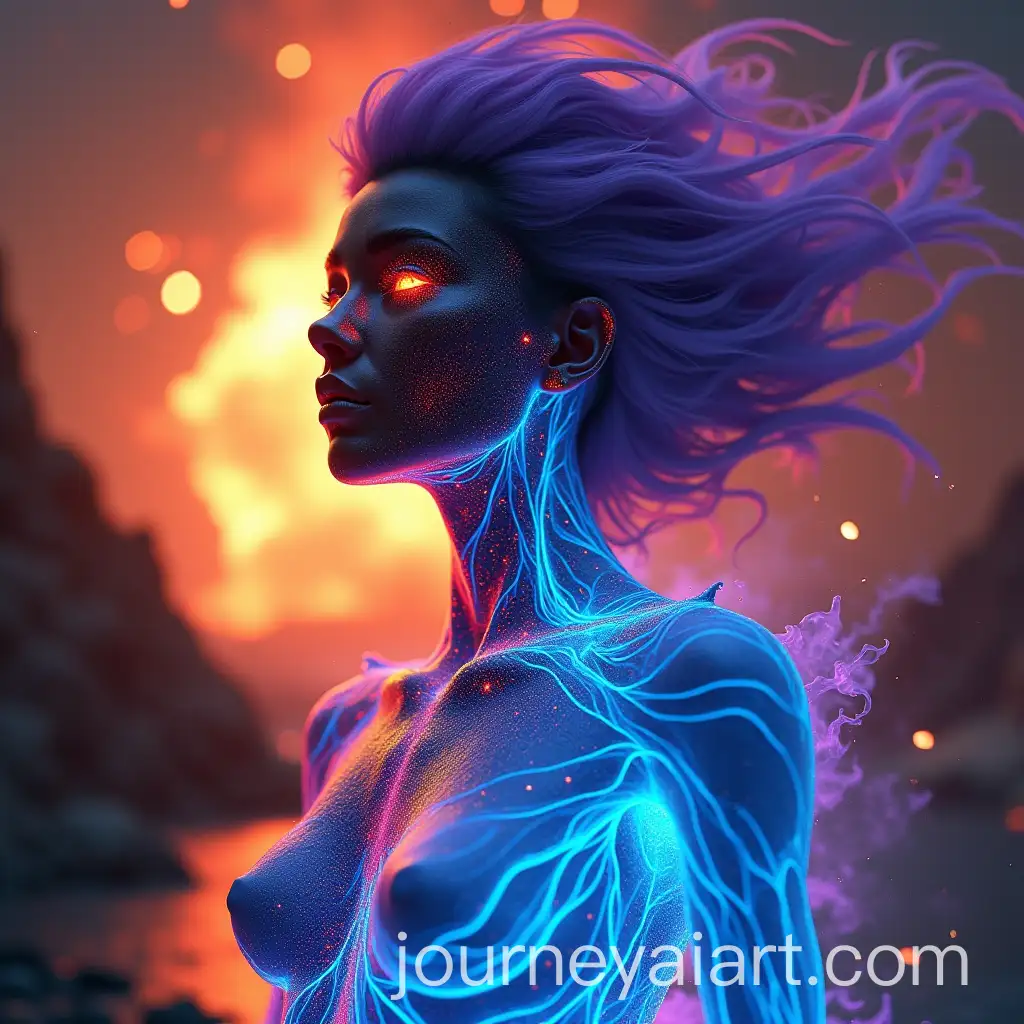 AI-Art-Prompt-ExpansionCosmic-Goddess-Liana-with-Volcanic-and-Frozen-Elements-in-Surreal-Setting