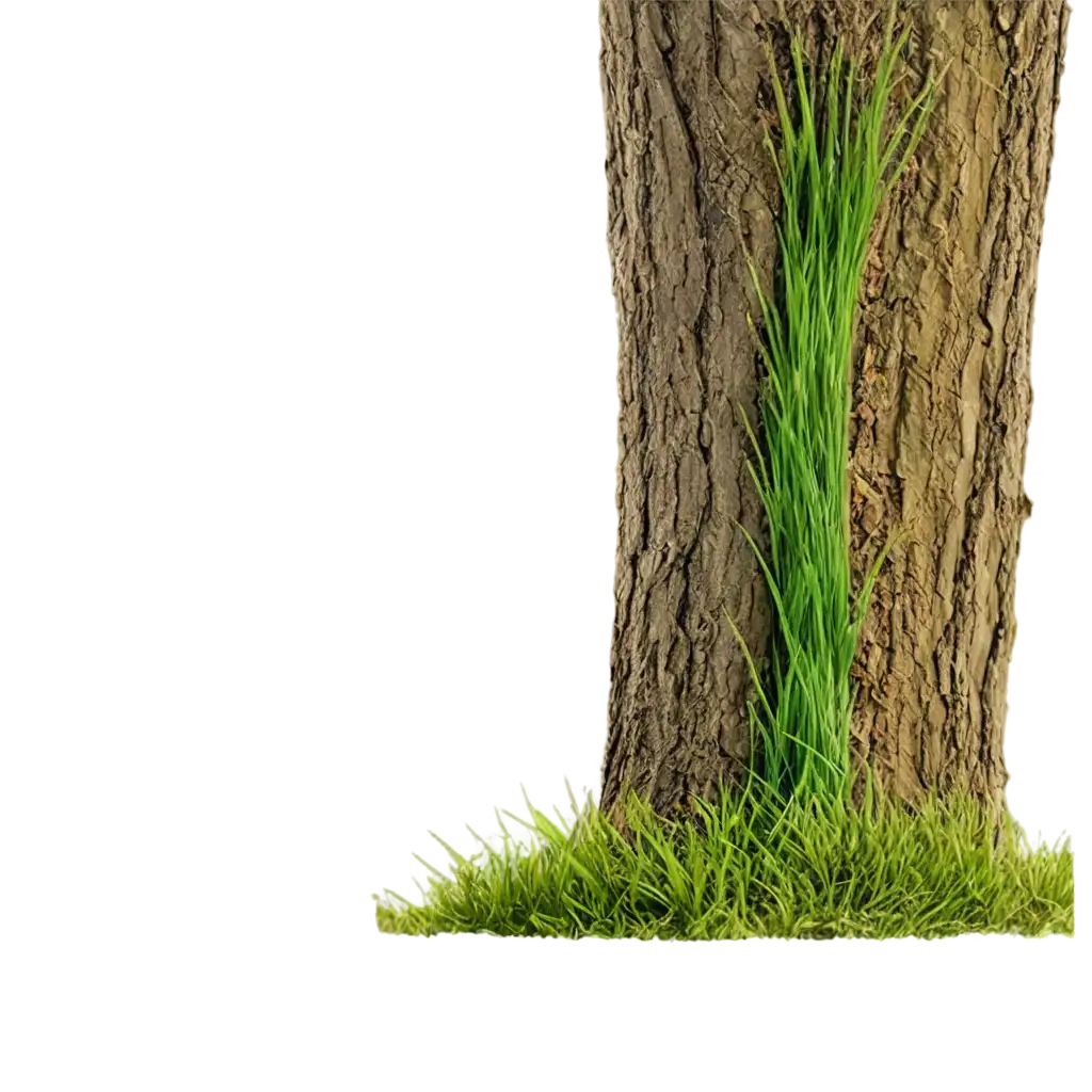 Enhance-Your-Design-with-a-HighQuality-PNG-Image-of-a-Tree-Trunk-with-Grass