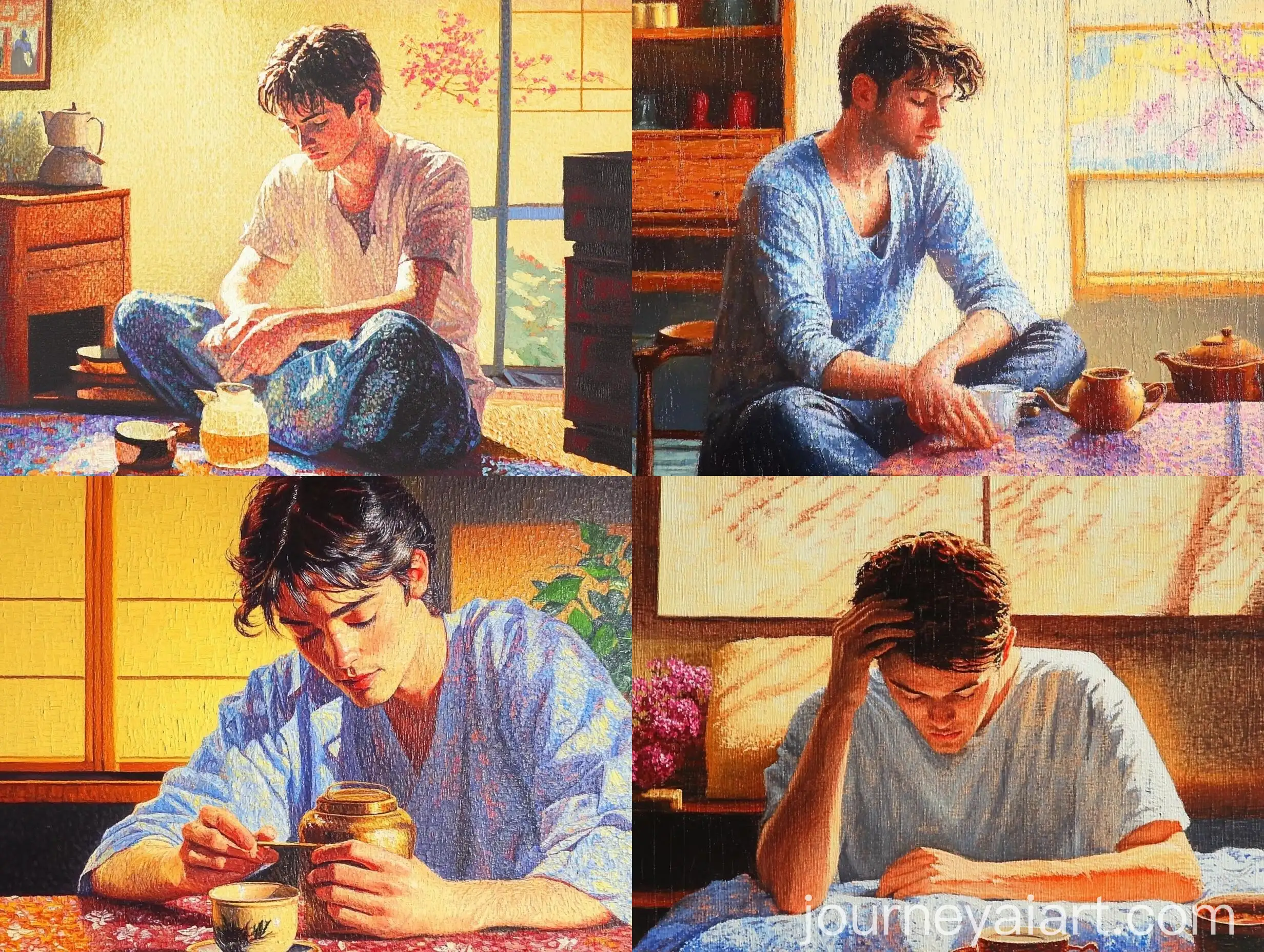 Realistic-Oil-Painting-of-a-Mans-Daily-Life