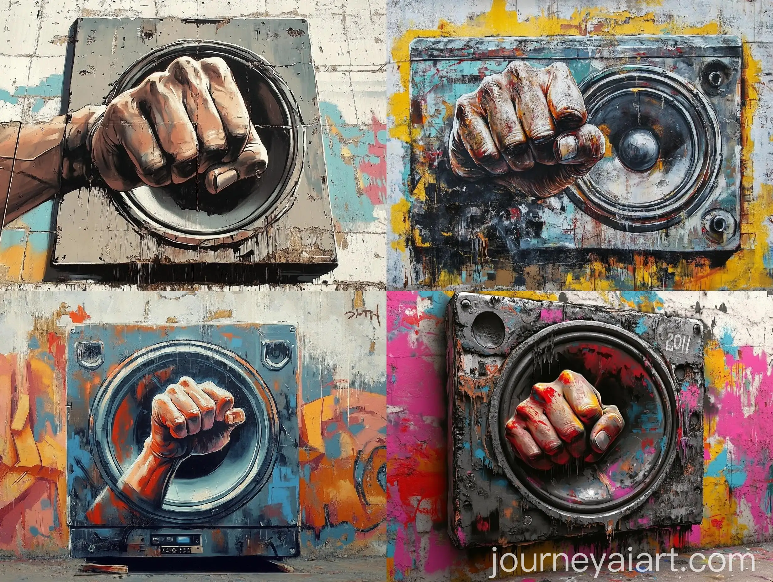 Urban-Graffiti-Art-Style-Fist-Emerging-from-Speaker