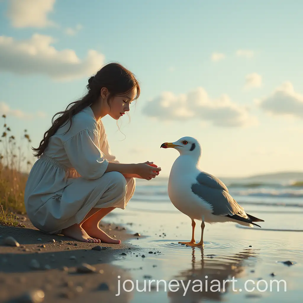 Lily-and-Skye-A-Heartwarming-Bond-with-a-Seagull