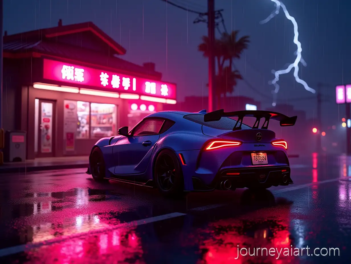 Neon-pink-rainy-streetNeon-Pink-Rainy-Night-with-Supra-MK5-and-Japanese-Shop