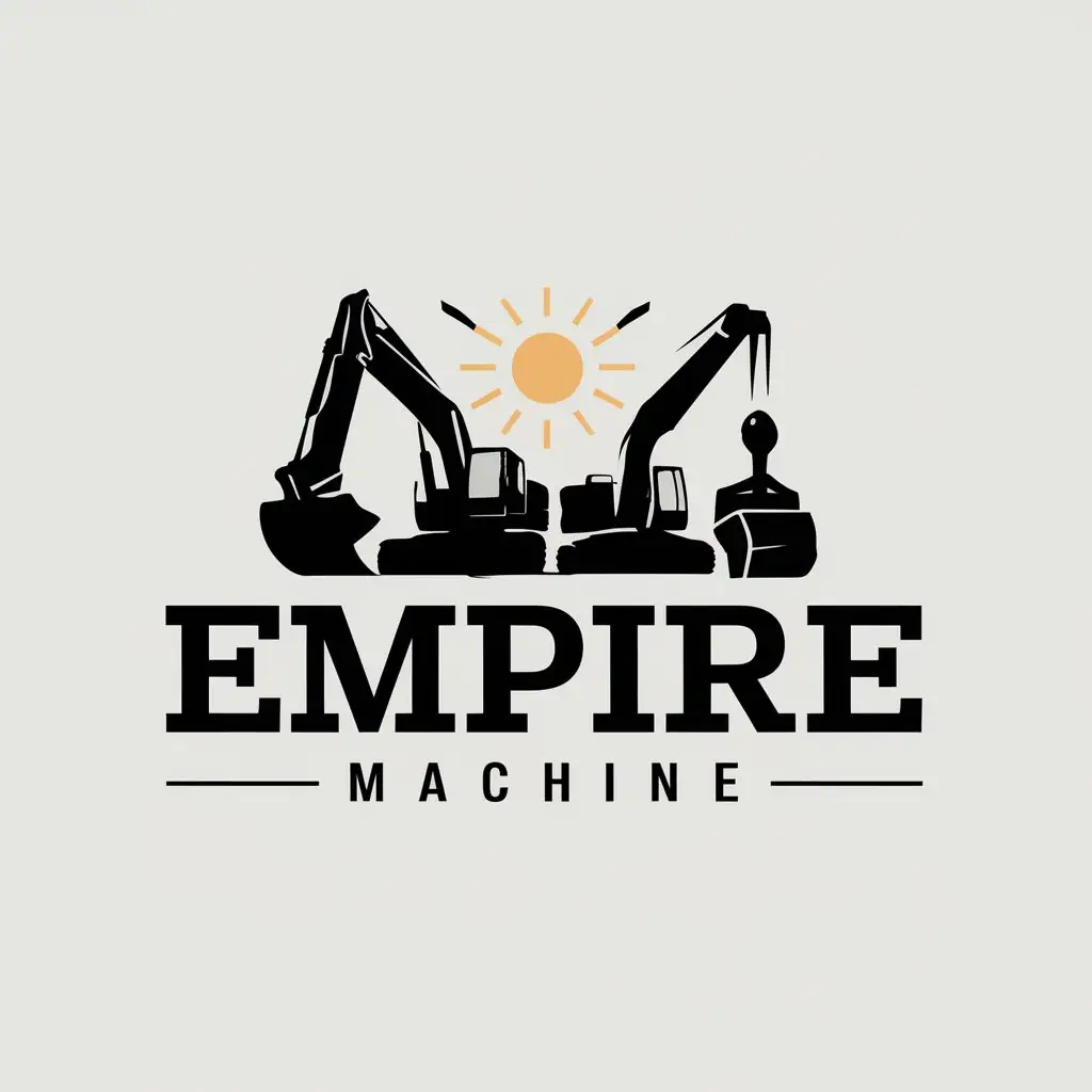 LOGO Design for EMPIRE MACHINE Industrial Theme with Excavators and Cranes