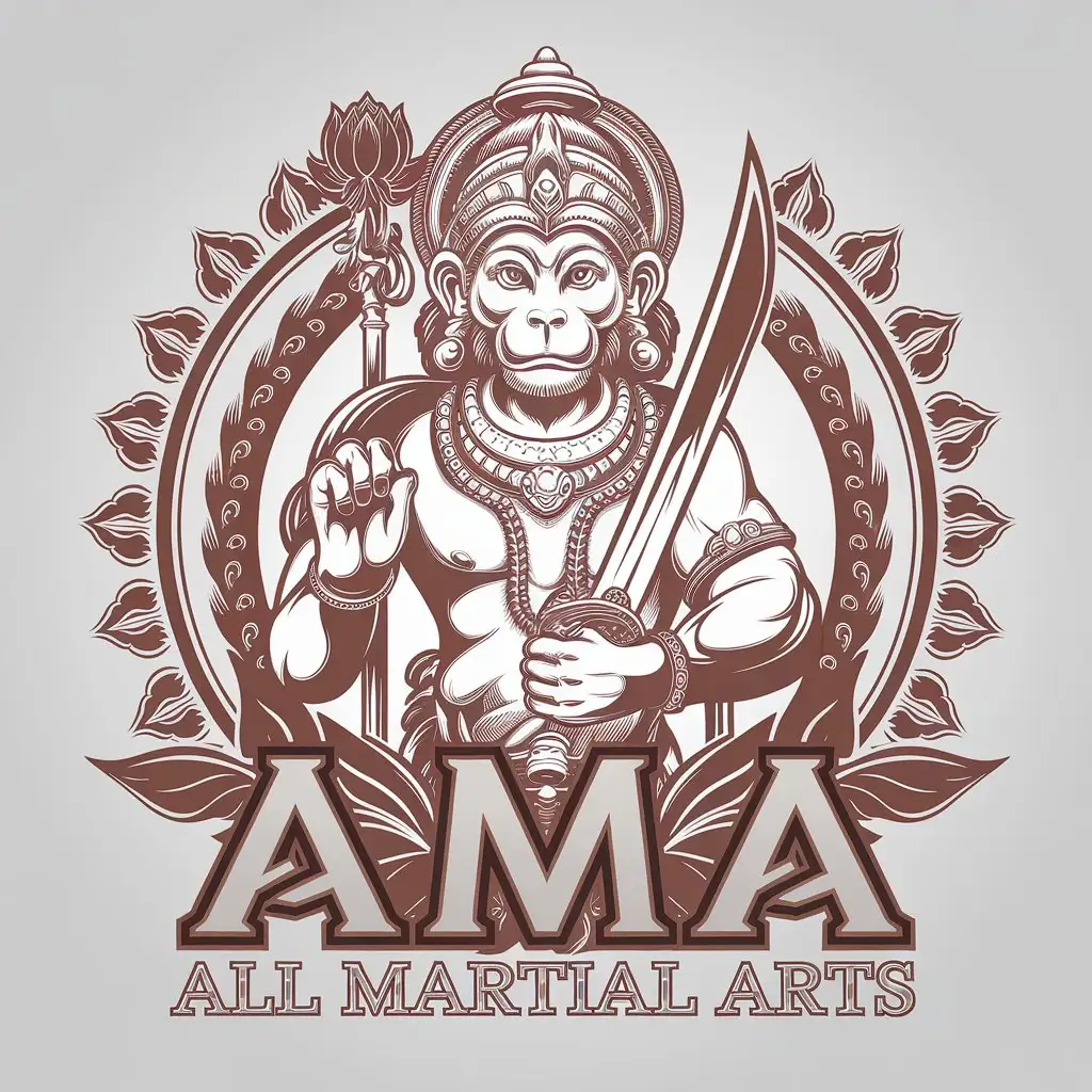 LOGO-Design-for-AMA-All-Martial-Arts-Featuring-Hanuman-in-Vector-Art-Clear-Background