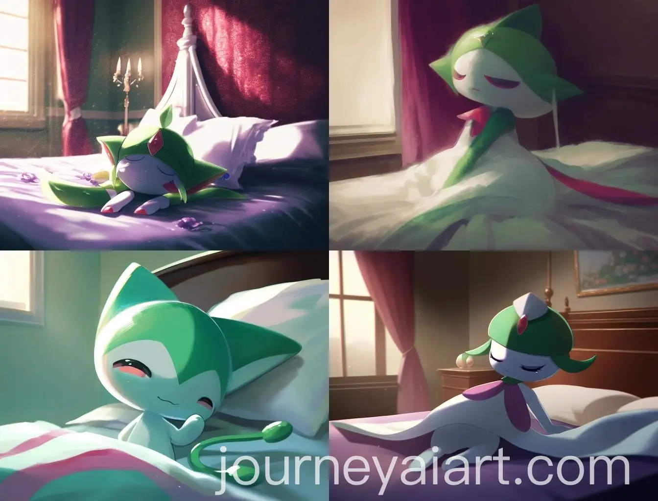 Anime-Art-Style-Ralts-Laying-on-Bed-Digital-Painting
