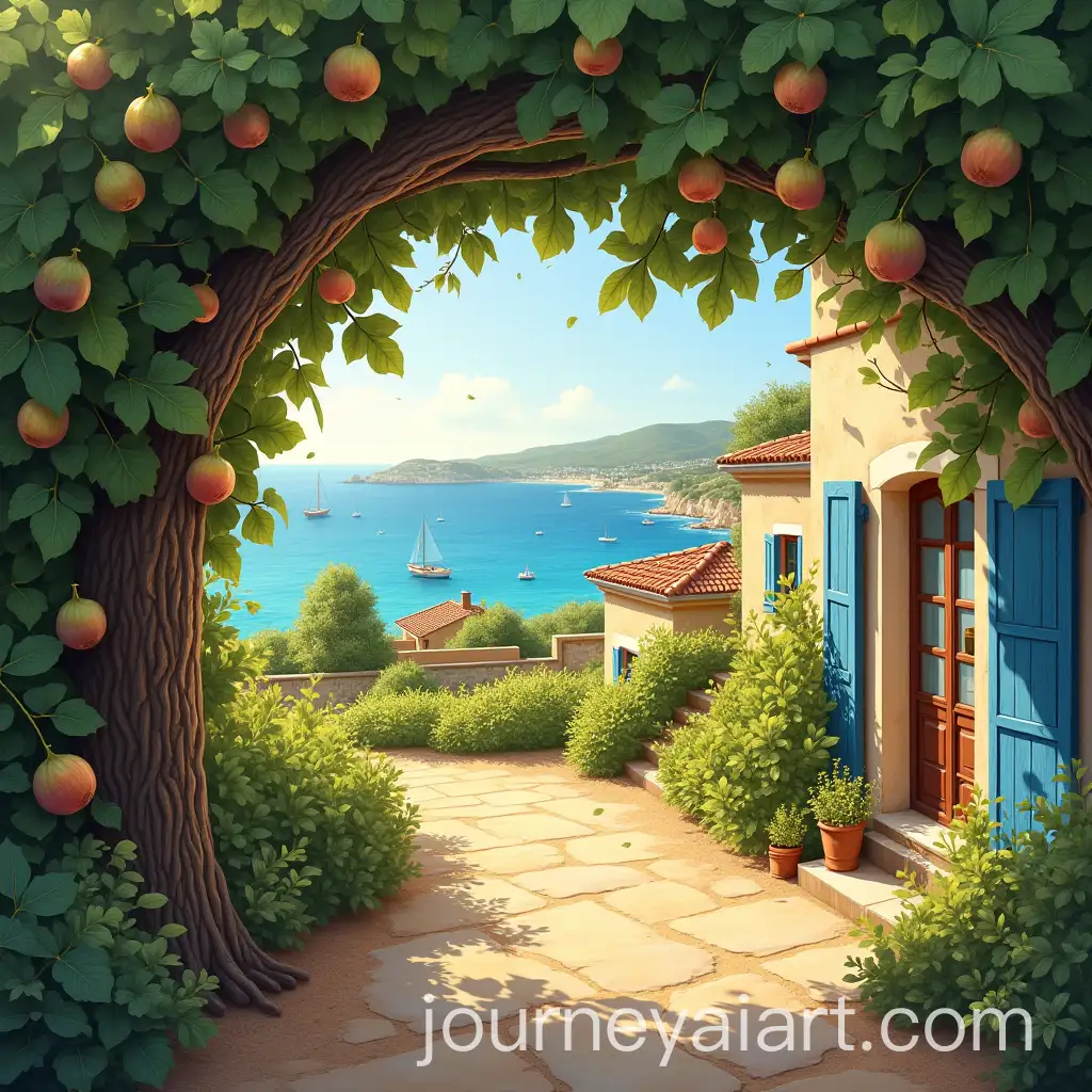 Sunlit-Fig-Orchard-in-the-South-of-France-with-Mediterranean-Coastline