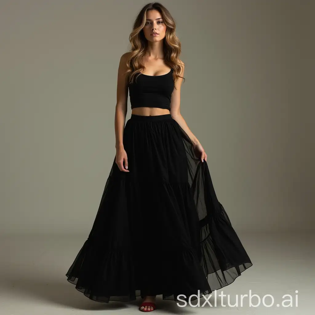 Woman-in-Elegant-Black-Long-Skirt