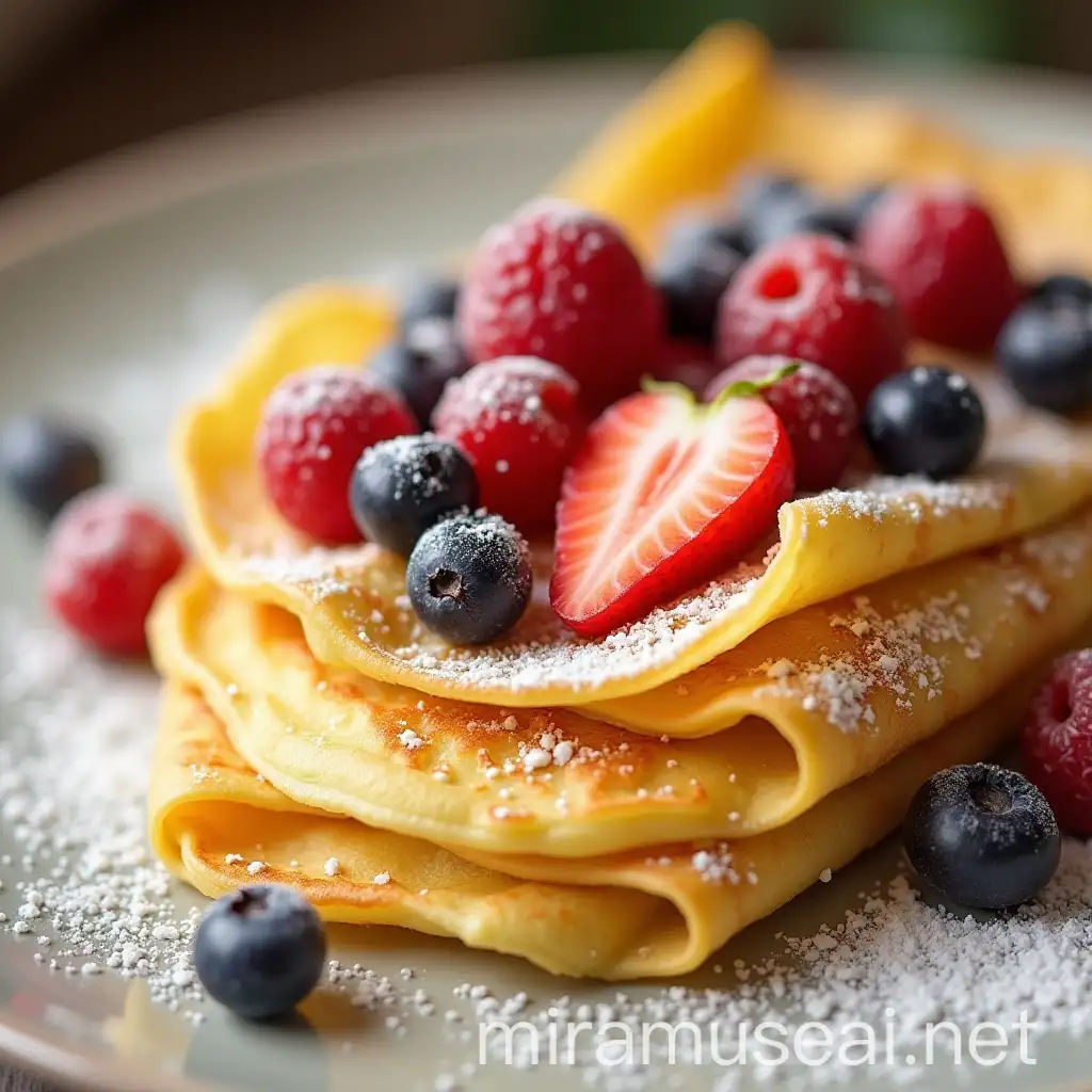 Delicious Crepe Breton Topped with Fresh Fruits