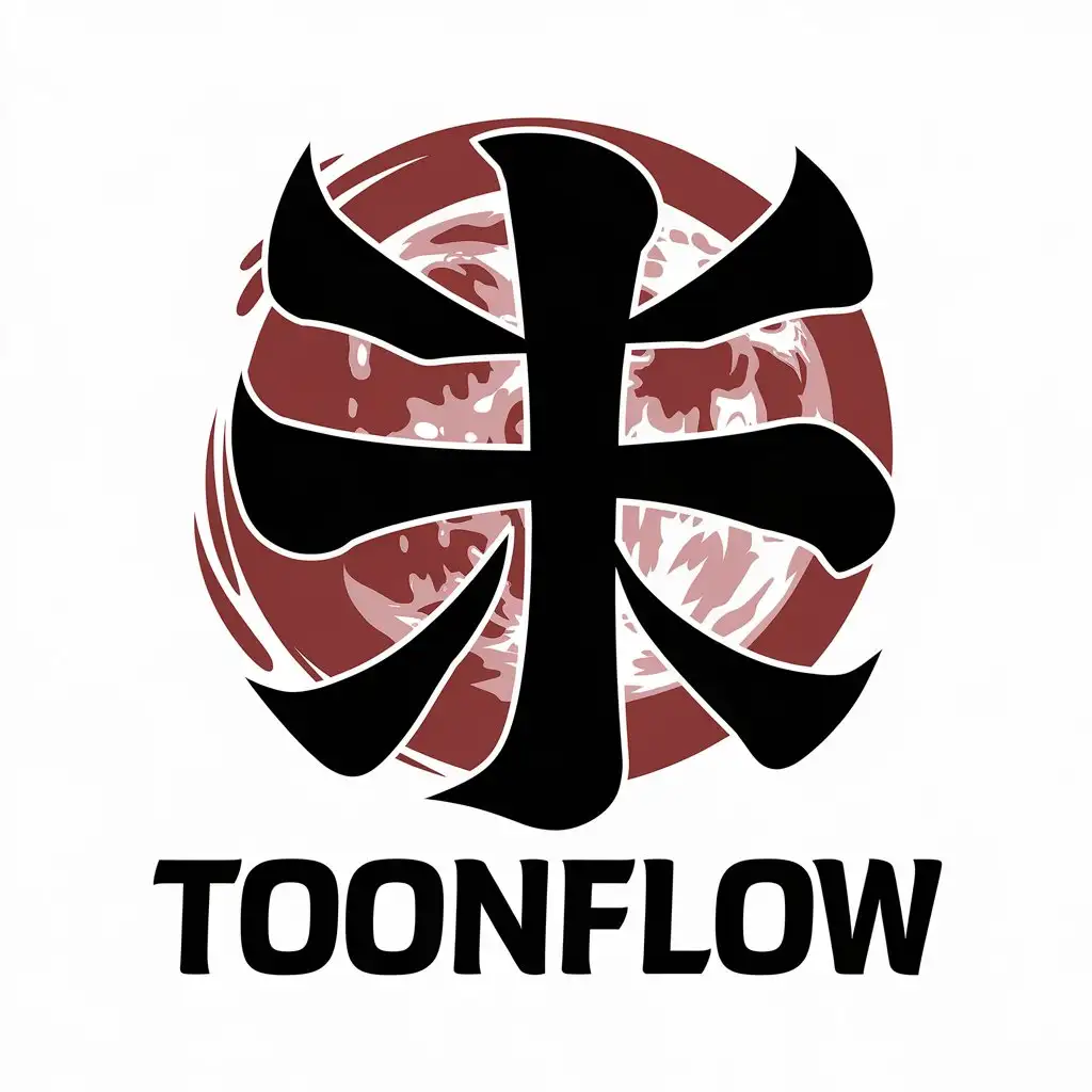 LOGO Design for ToonFlow Japanese Symbol with Bloody Moon in Background for Nonprofit Industry