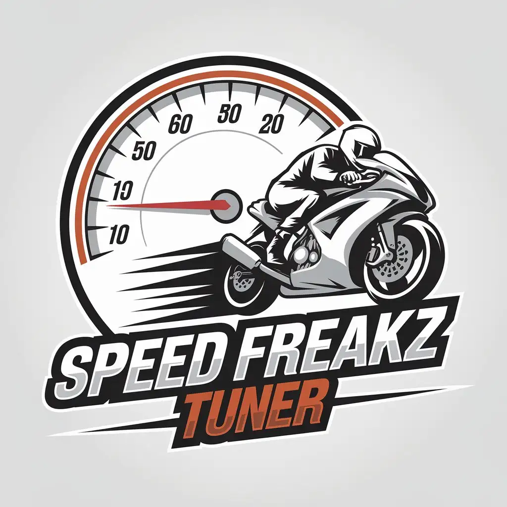 LOGO Design for Speed Freakz Tuner Speedometer and Sport Motorcycle Theme with Bold Typography