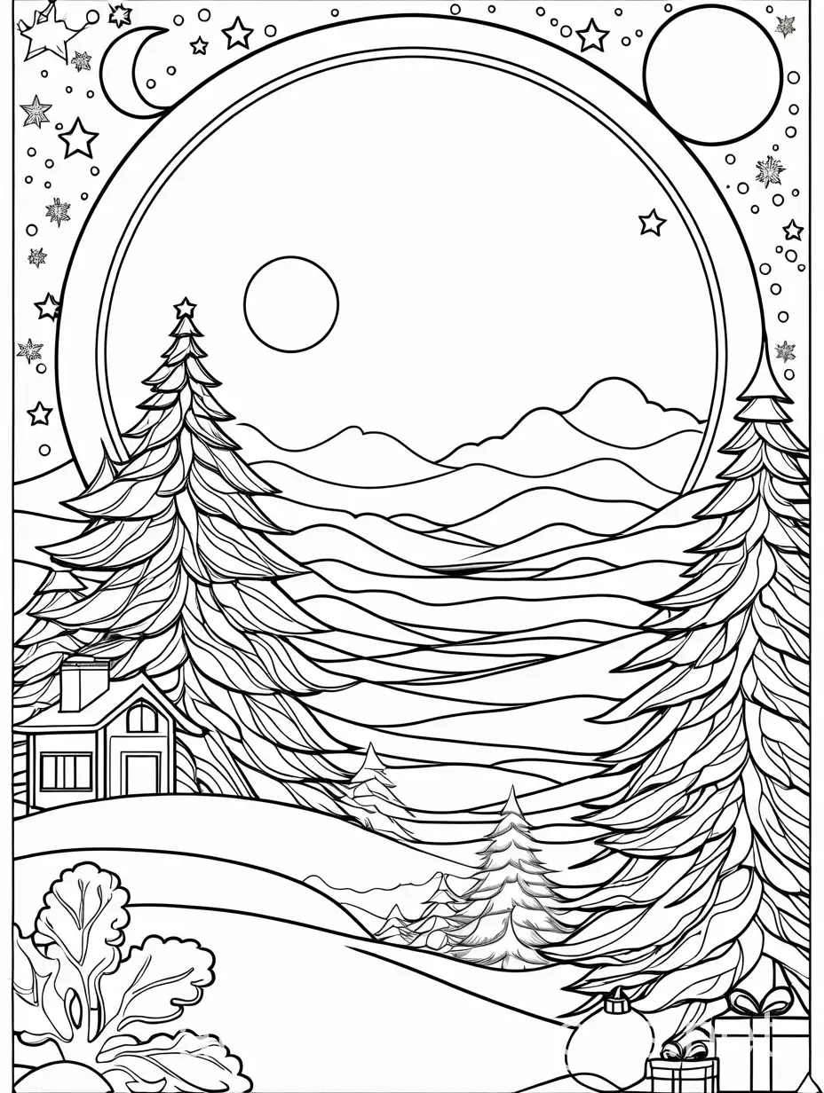 Santa-Claus-Coloring-Page-with-Moon-in-the-Background