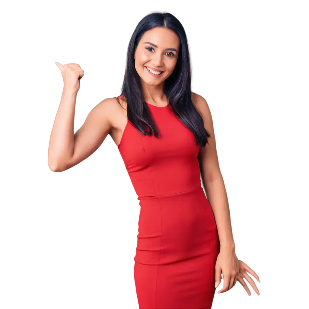 Stunning-PNG-Image-of-a-Beautiful-Woman-in-Red-Dress-with-Dark-Hair-and-Eyes