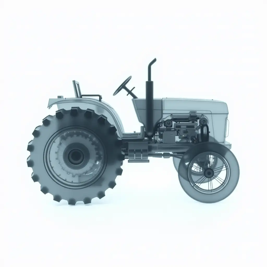 Xray-Image-of-Tractors-Wiring-System-on-White-Background