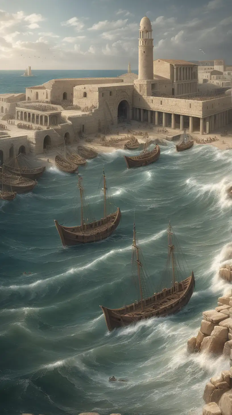 Ancient Roman Port City Submerged in the Sea