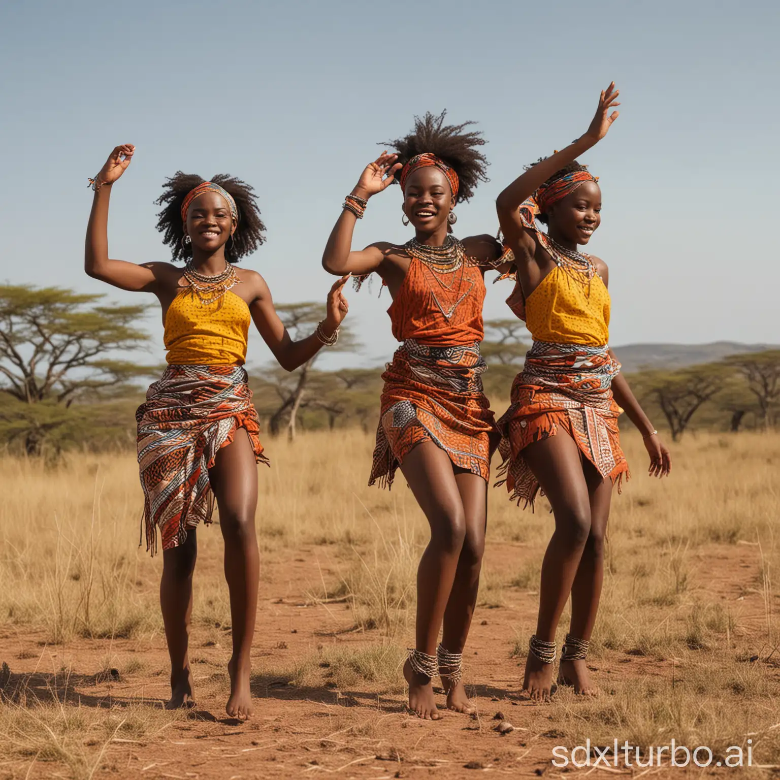 African-Girls-Dancing-in-Savanna-Landscape