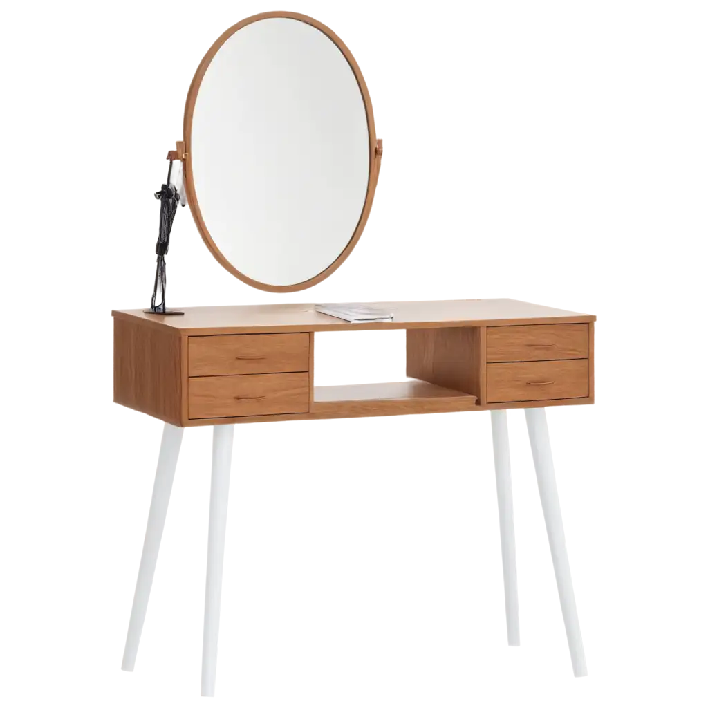 HighQuality-PNG-Image-of-Individual-Wooden-Desk-with-White-Legs-and-Mirror-Effect