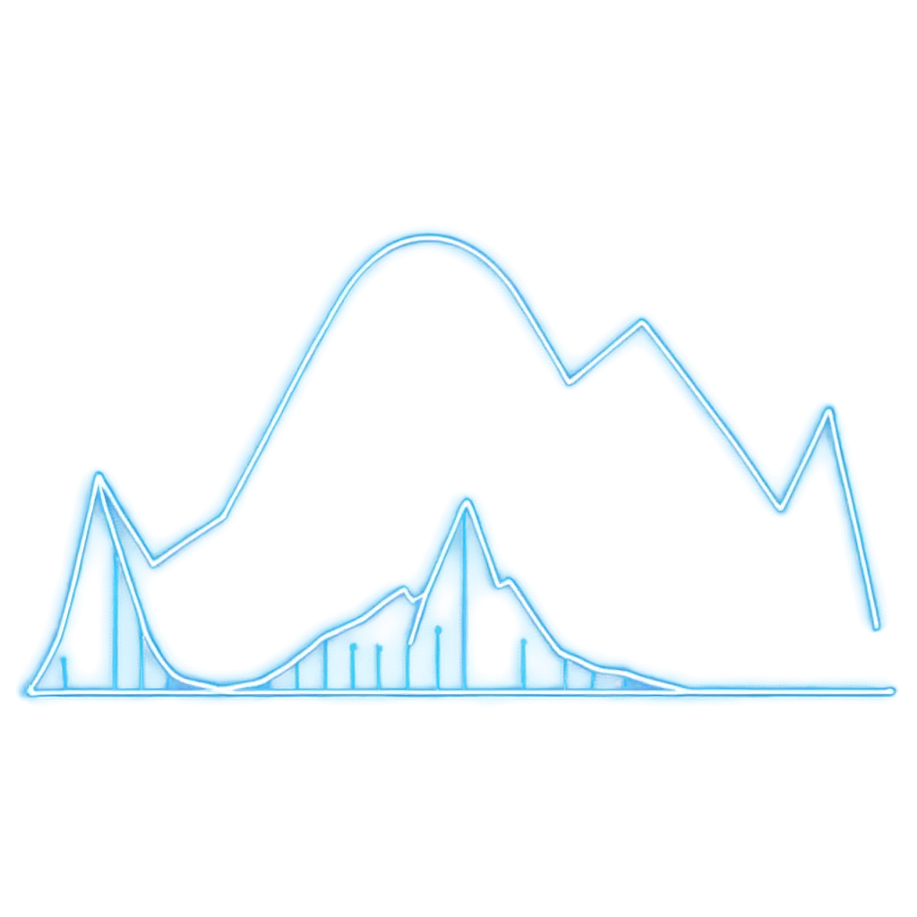 neon line graph in blue color