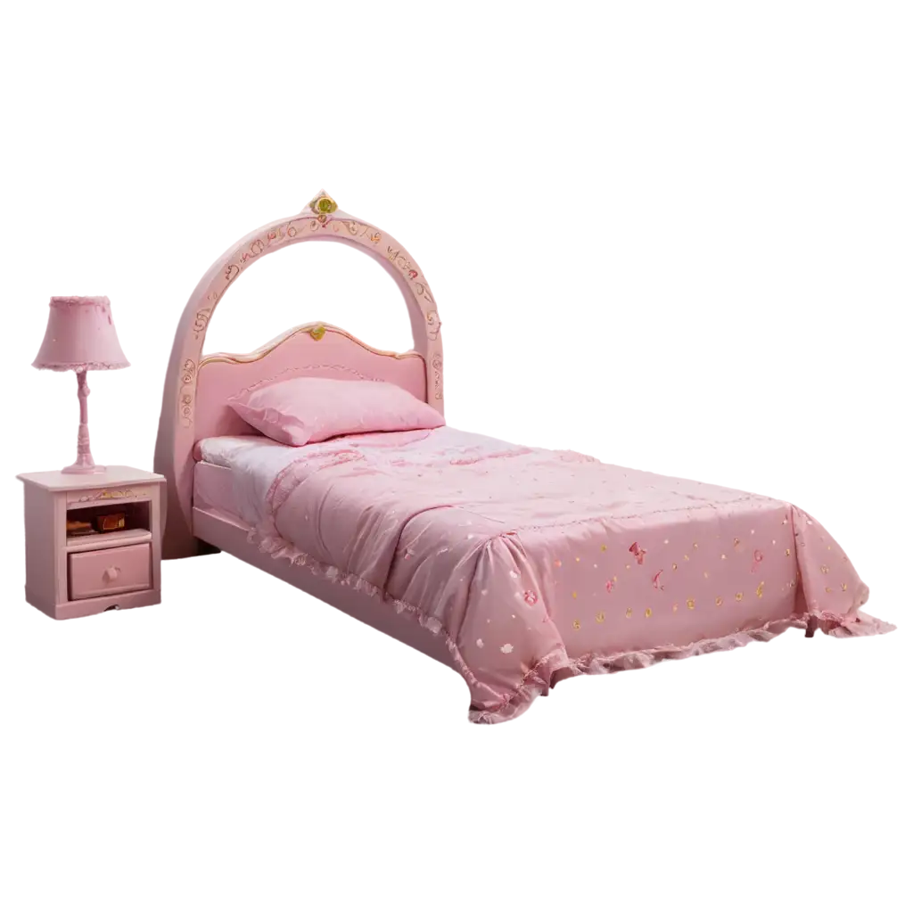 Childrens-Princess-Bed-from-a-Fairy-Tale-PNG-Image-Enchanting-and-Whimsical-Illustration