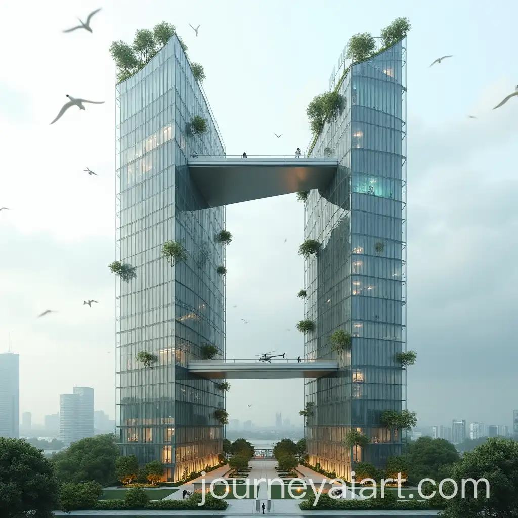 Conceptual-TwinTower-Skyscraper-with-Asymmetrical-Glass-Facades-and-Helicopter-Landing-Pad
