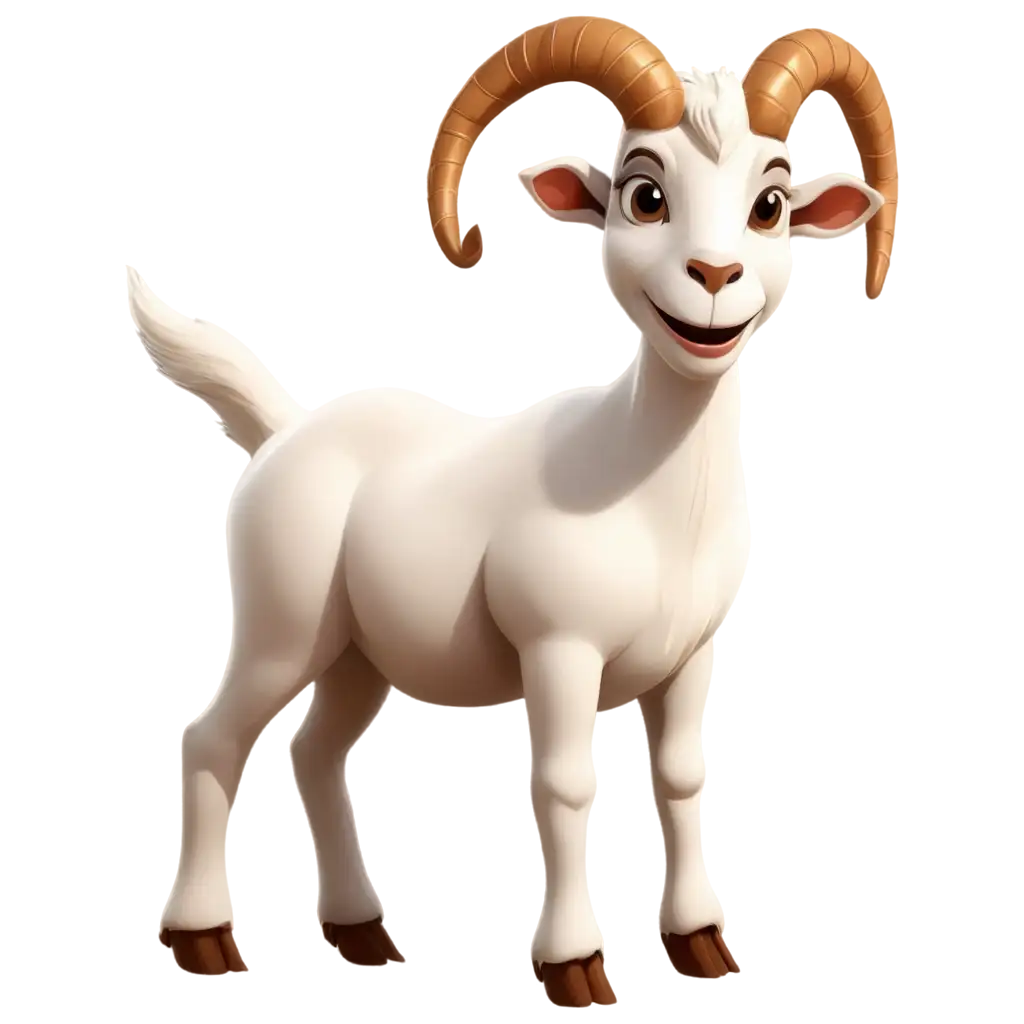 Goat-Cartoon-White-PNG-Transparent-Clipart-for-Versatile-Use