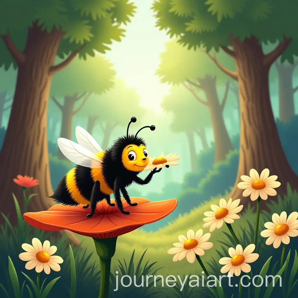 Cheerful-Character-in-a-Vibrant-Forest-Enjoying-Nature-and-Smiling