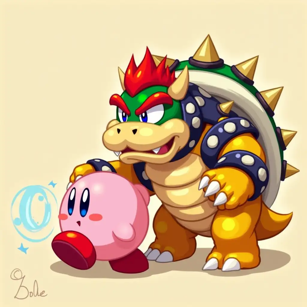 Kirby and Bowser