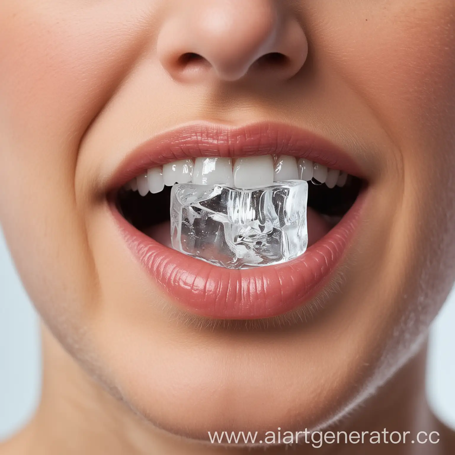 Crystalline-Ice-Cube-CloseUp-in-Mouth