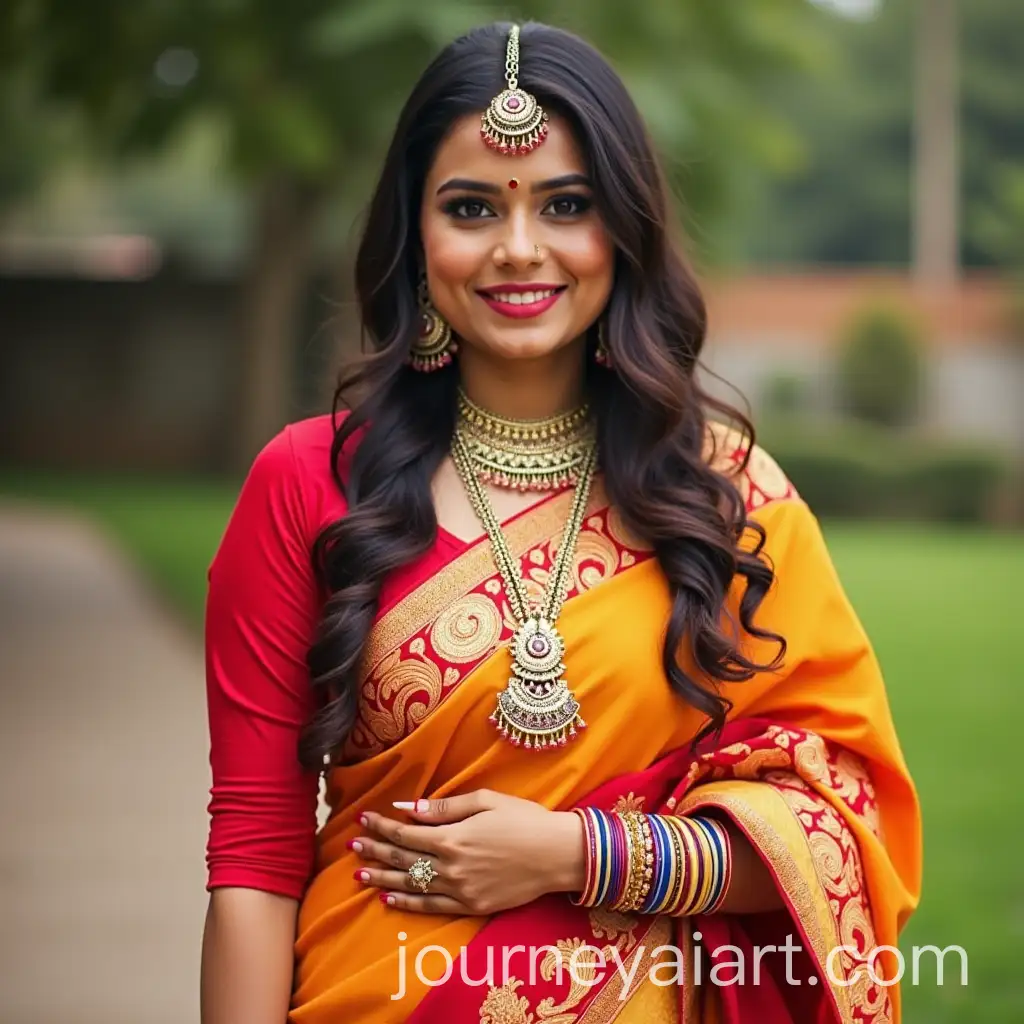 Traditional-Indian-Woman-Bhabhi-in-Colorful-Sari-and-Bangles