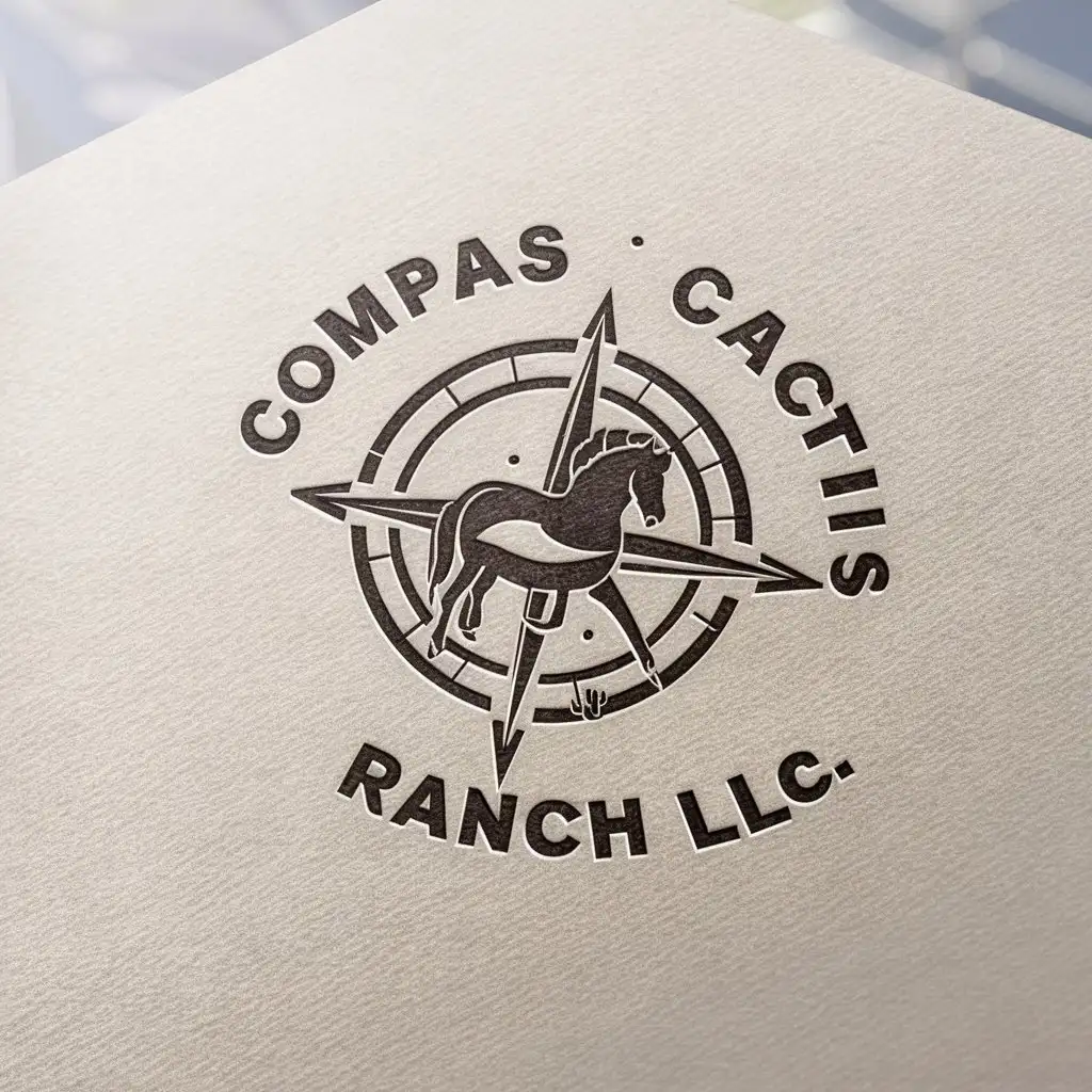 LOGO Design For Compass Cactus Ranch LLC Horse and Compass with Cactus Theme