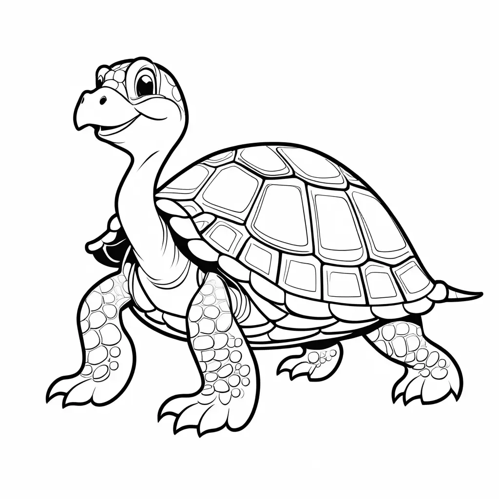 Friendly-Teenage-Cartoon-Turtle-with-Turkey-Coloring-Page