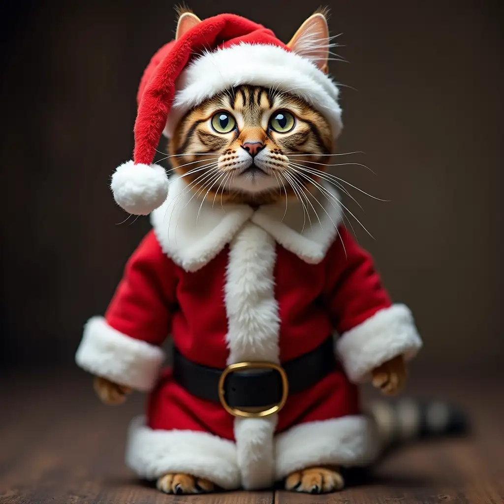 cat dressed as santa claus