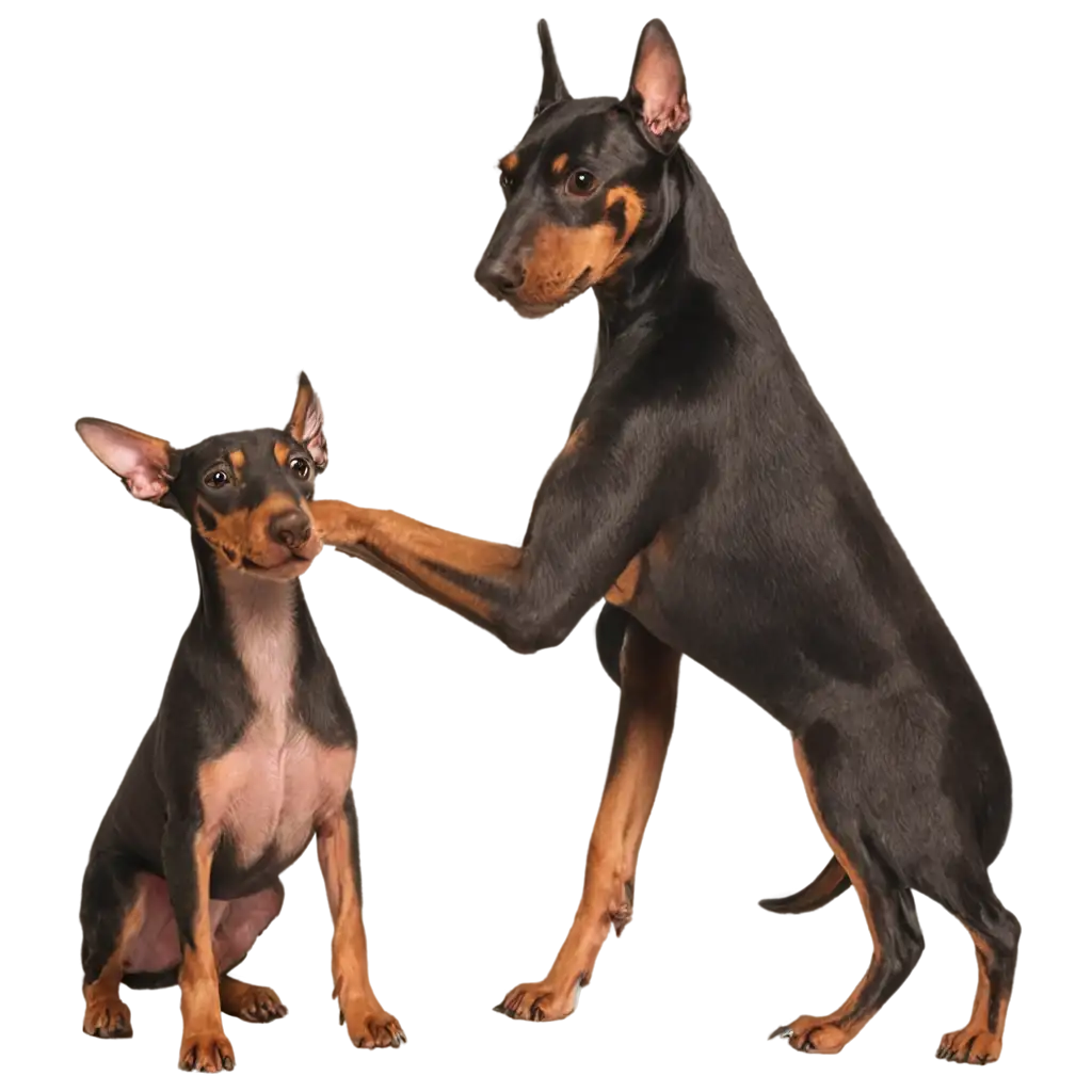 HighQuality-PNG-Image-Doberman-Playing-with-Pinscher-on-Black-Background