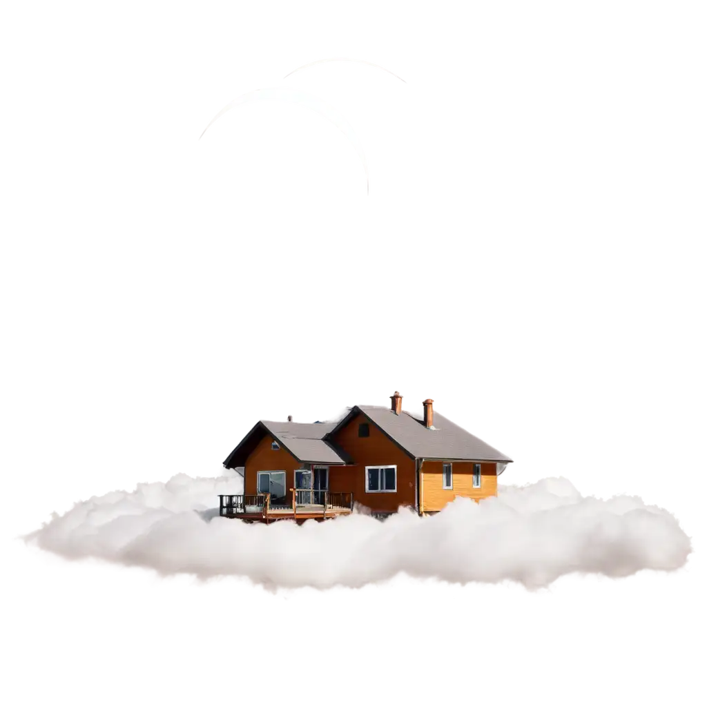 House on top of a cloud in space