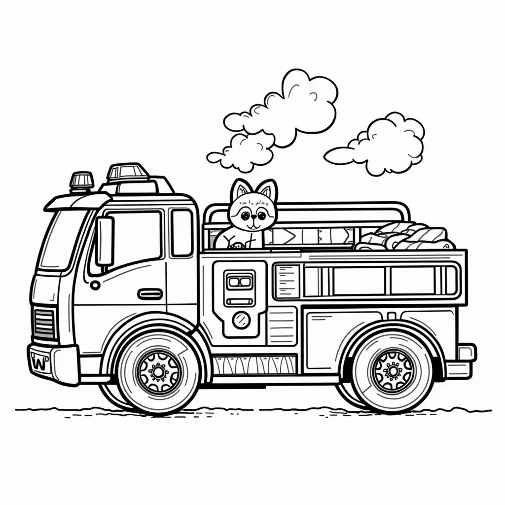 Coloring-Book-Illustration-of-a-Fire-Brigade-in-Action