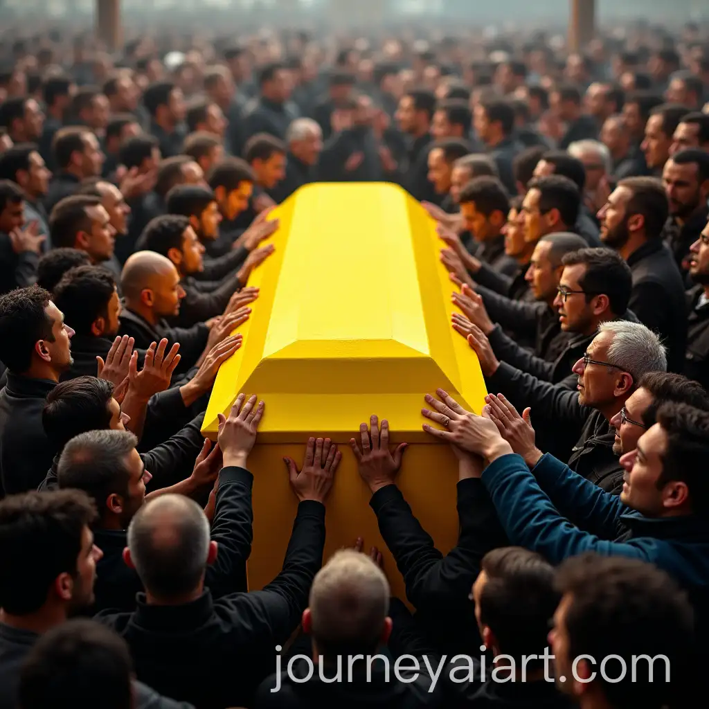 Civilians-Praying-Over-a-Yellow-Coffin-in-a-Quiet-Moment-of-Grief