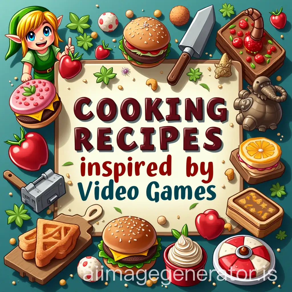 Ebook-Cover-Design-for-Cooking-Recipes-Inspired-by-Video-Games-Zelda-Minecraft-Final-Fantasy-Animal-Crossing-Pokmon-Super-Mario-Street-Fighter