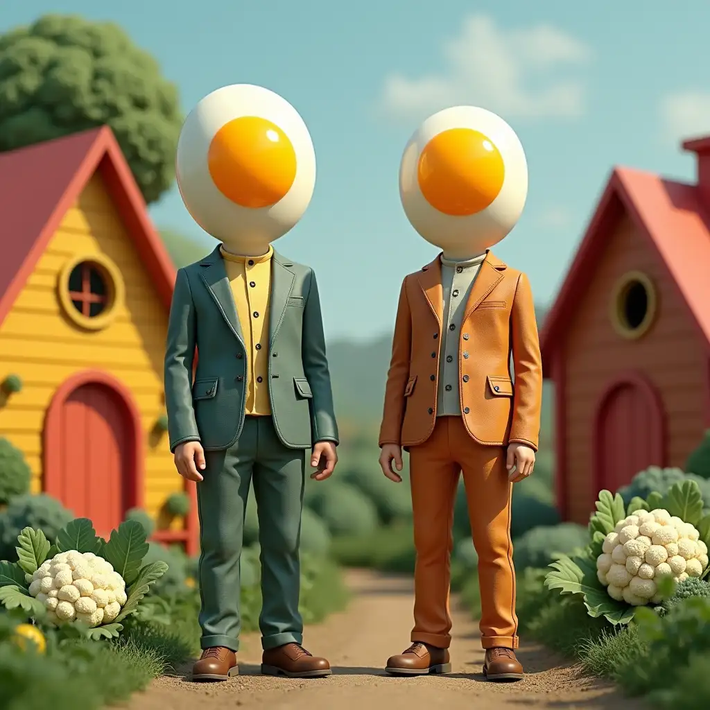 Humans-with-SunnySideUp-Egg-Heads-in-Colorful-Vegetable-World