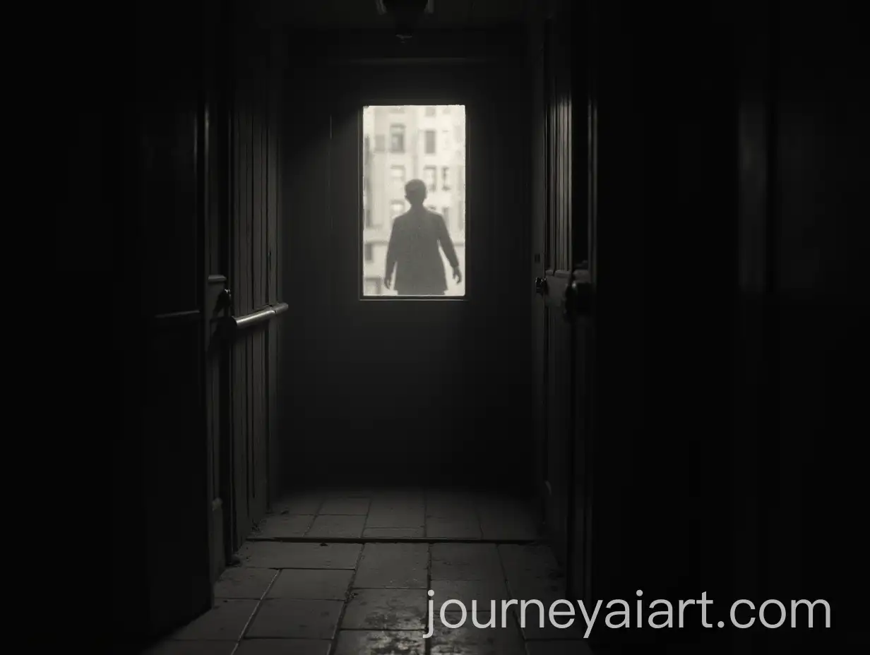 Vintage-1940s-Door-with-Shadow-Silhouettes-in-Noir-Style