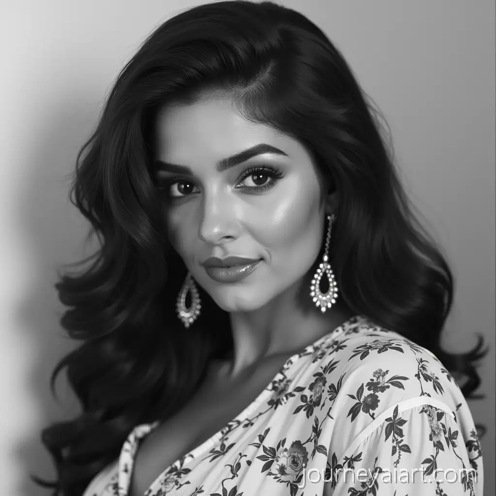 Black-and-White-Portrait-of-1960s-Arabian-Actress1969-Saima-Khan-Image-Saima-Khan-in-Retro-Style