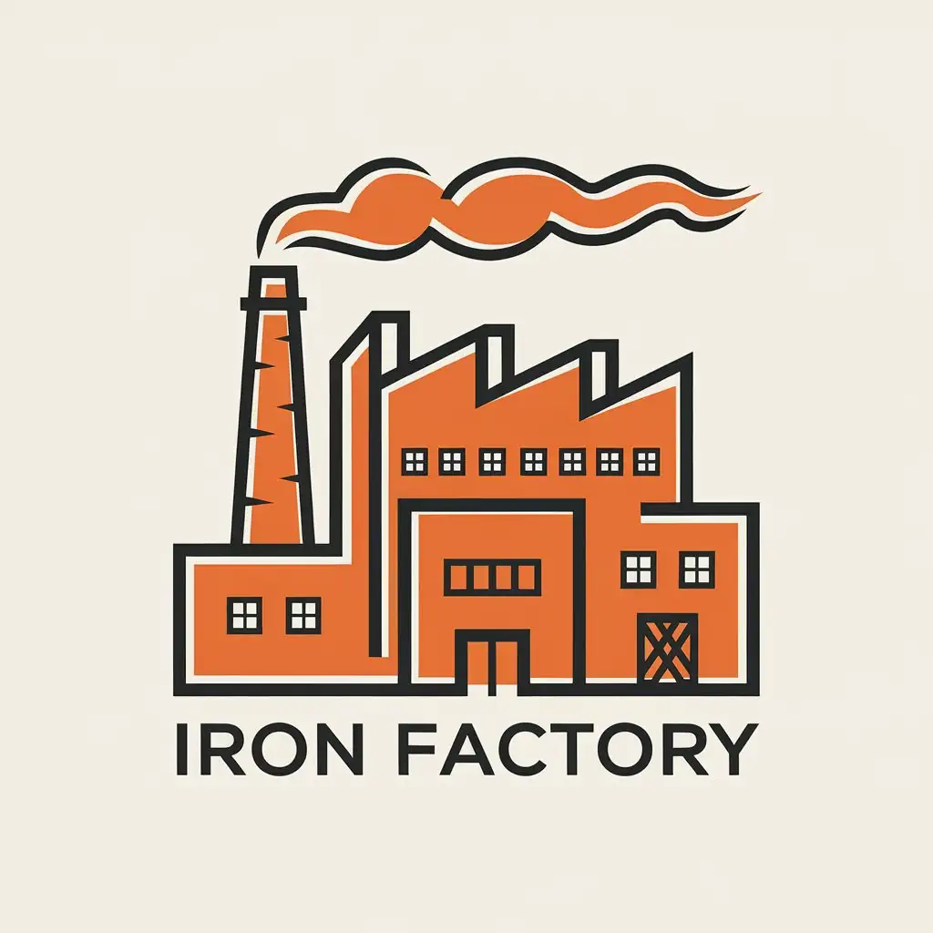 a vector logo design,with the text "Iron factory", main symbol:Iron factory,complex,be used in Construction industry,clear background