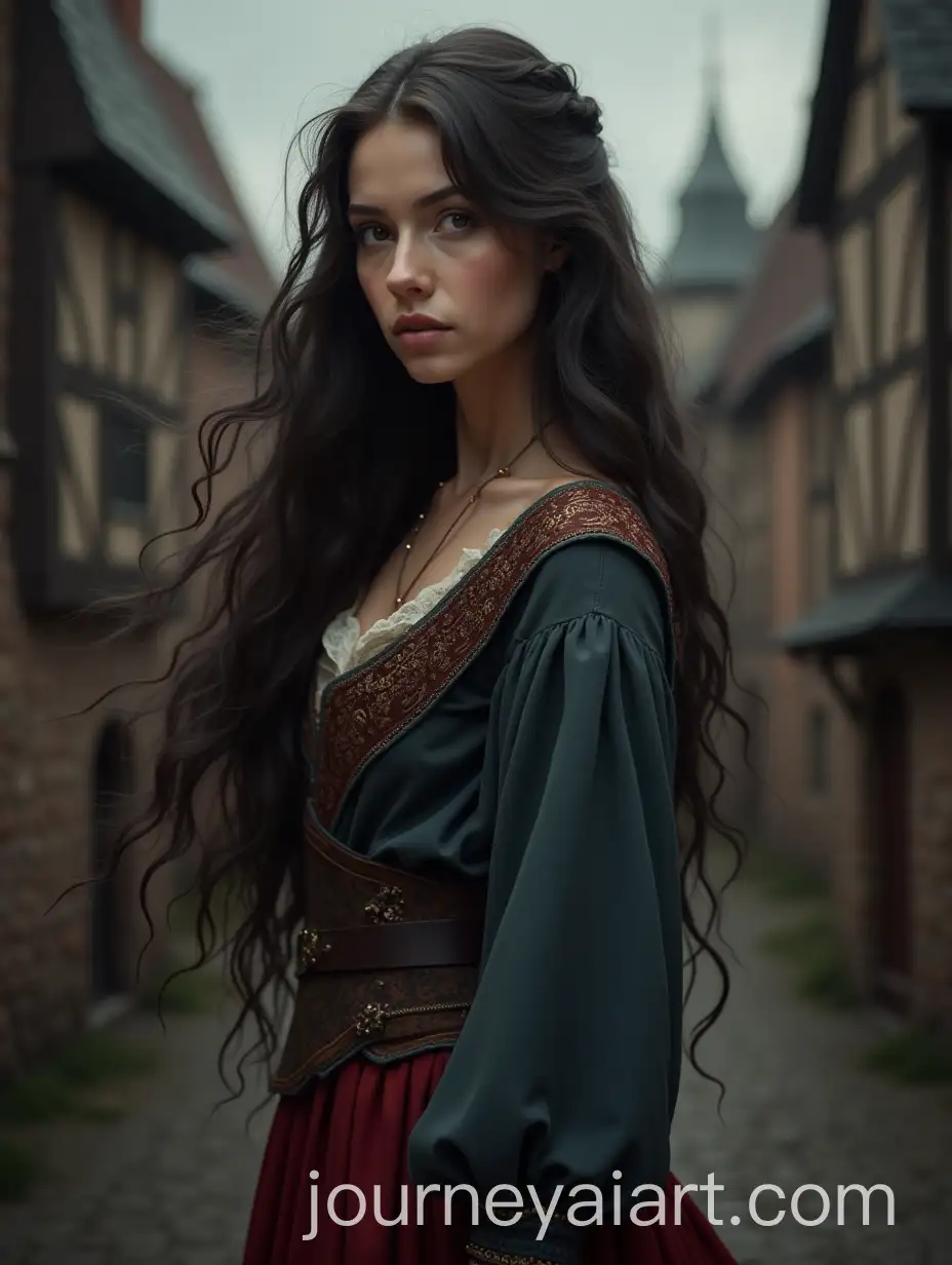 Realistic-Portrait-of-a-Determined-Medieval-Woman-in-a-Dark-Town